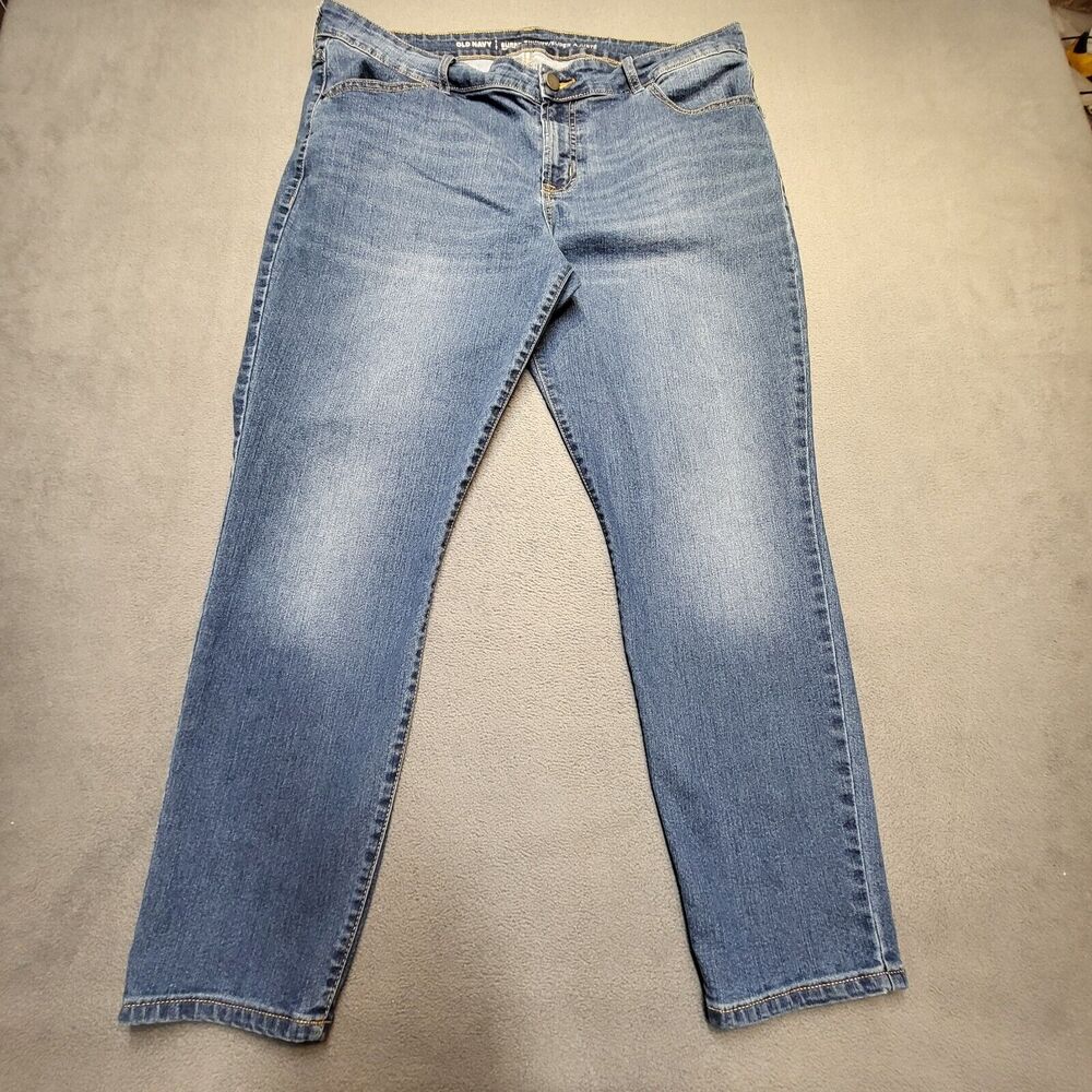 Old Navy Jeans Womens 16 Blue Super Skinny Leg Distressed Denim Stretch
